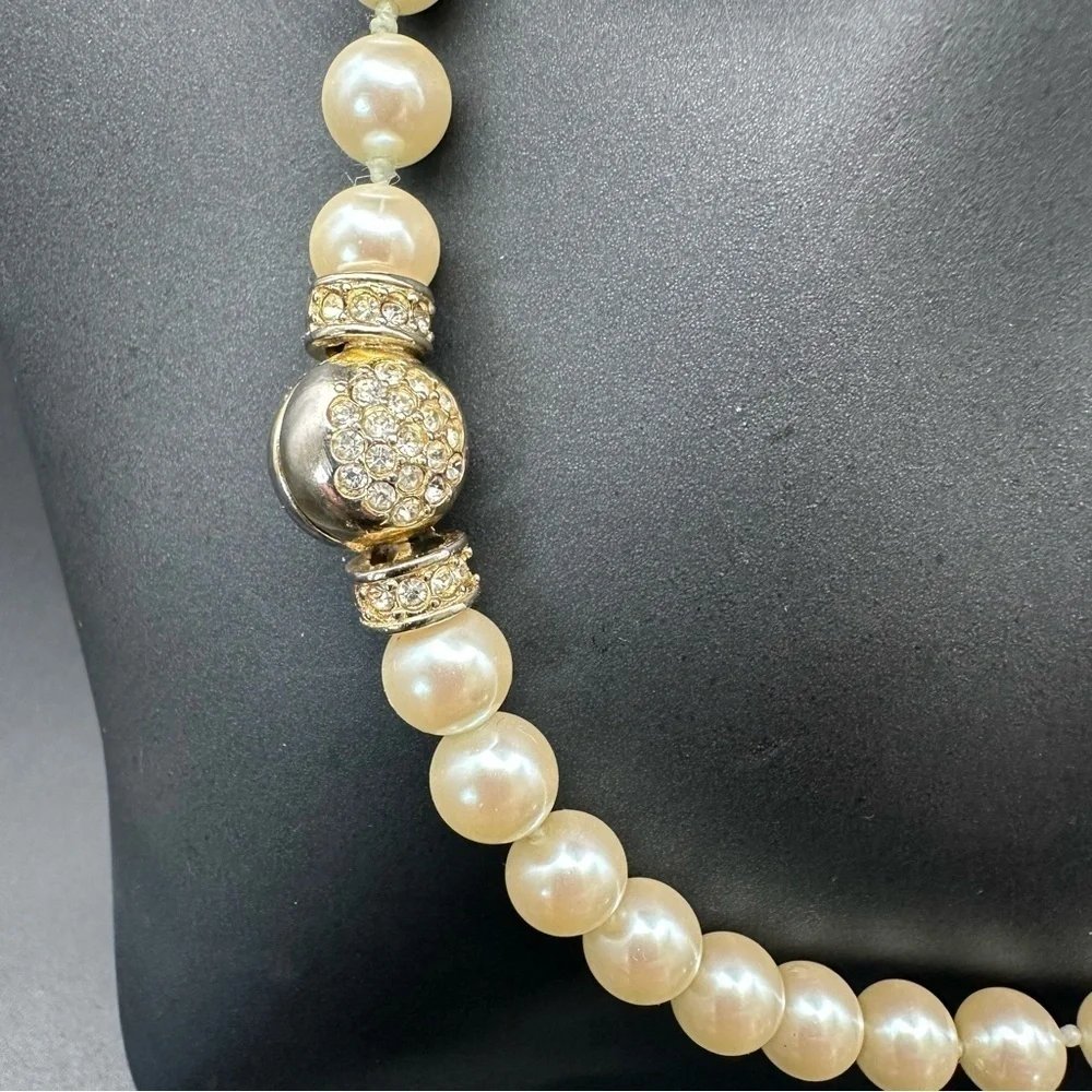 Vintage Estate 1980s RAU KLIKIT Pearl Necklace – Cream Glass Pearls